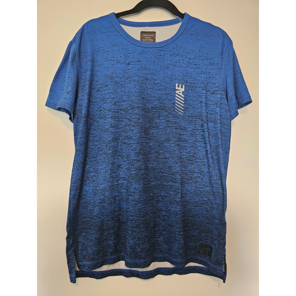 [Athletic] American Eagle T-Shirt Mens L Blue Space Dye Ombre Activewear Tee